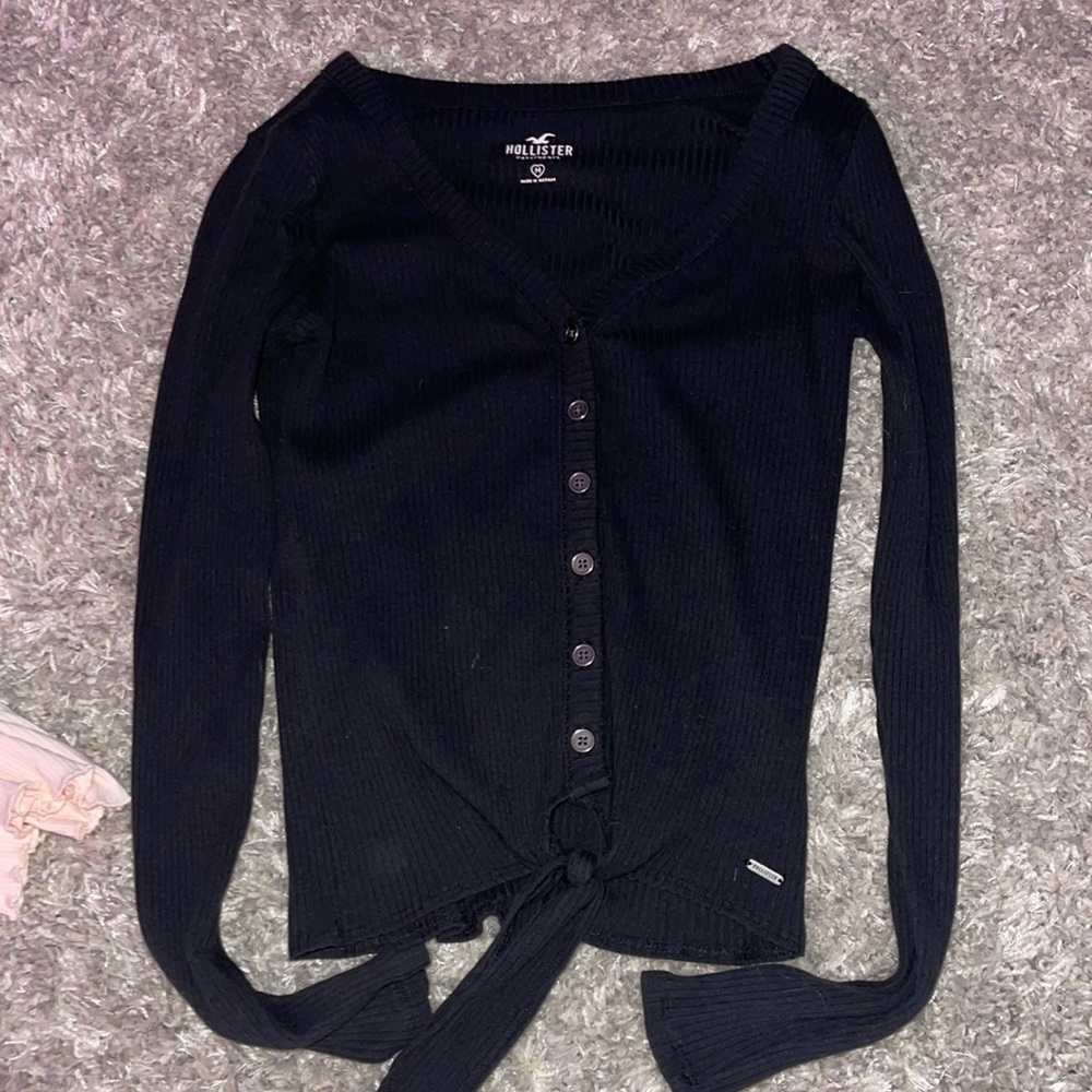 Hollister Black Long Sleve Button Up